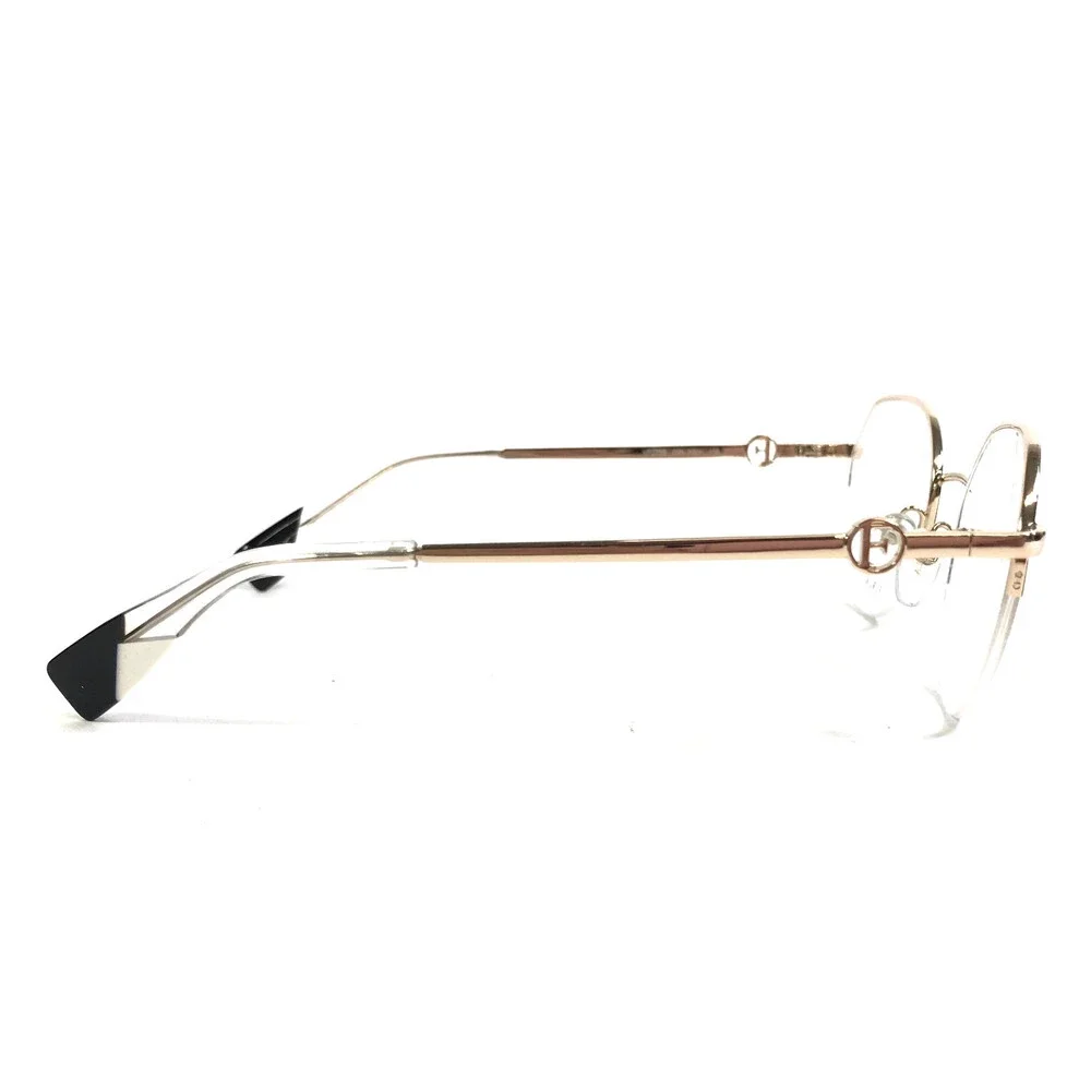 Furla Eyeglasses Frames VFU358 COL.0301 Black Gold Round Half Rim 50-19-135